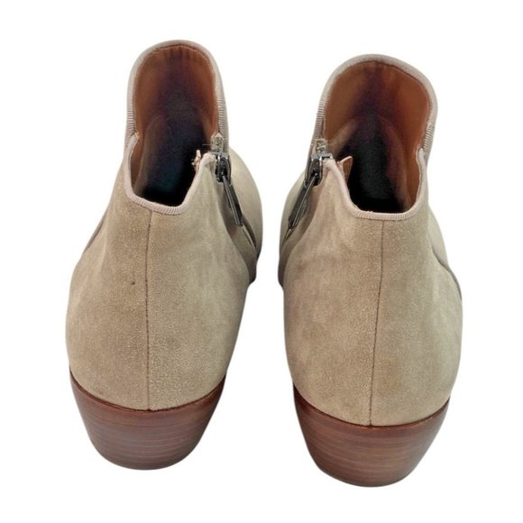 *Sam Edelman Petty Ankle Booties Womens Size 7.5 Taupe Suede Leather Zip Boots - Picture 5 of 13